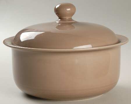 Solid Color Light Brown 2 Qt Round Covered Casserole
