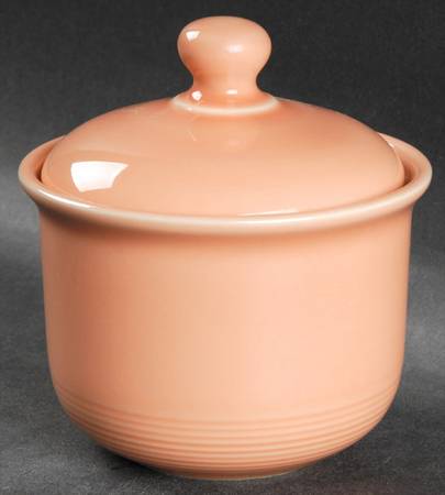 Solid Color Light Peach Sugar Bowl & Lid