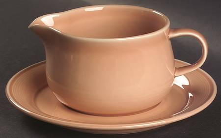 Solid Color Light Peach Gravy Boat & Underplate