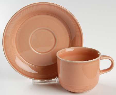 Solid Color Light Peach Flat Cup & Saucer Set