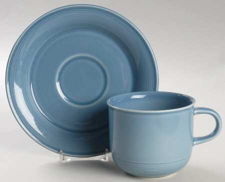 Solid Color Light Blue Flat Cup & Saucer Set