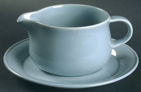 Solid Color Powder Blue Gravy Boat & Underplate