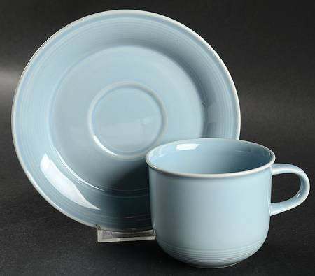 Solid Color Powder Blue Flat Cup & Saucer Set