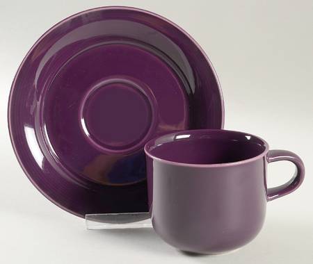 Solid Color Plum Flat Cup & Saucer Set