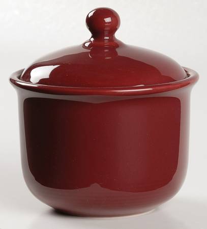 Solid Color Raspberry Sugar Bowl & Lid