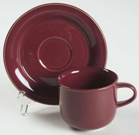 Solid Color Raspberry Flat Cup & Saucer Set