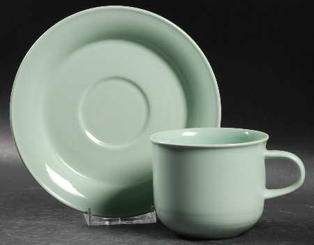 Solid Color Seafoam Green Flat Cup & Saucer Set