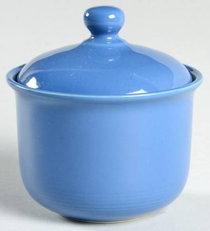 Solid Color Sky Blue Sugar Bowl & Lid