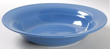 Solid Color Sky Blue Rim Soup Bowl