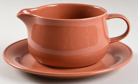 Solid Color Terra Cotta Round Gravy Boat & Underplate