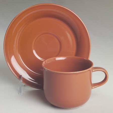 Solid Color Terra Cotta Flat Cup & Saucer Set