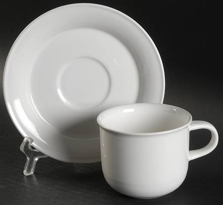 Solid Color White Flat Cup & Saucer Set