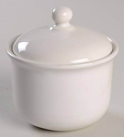 Solid Color White Sugar Bowl & Lid