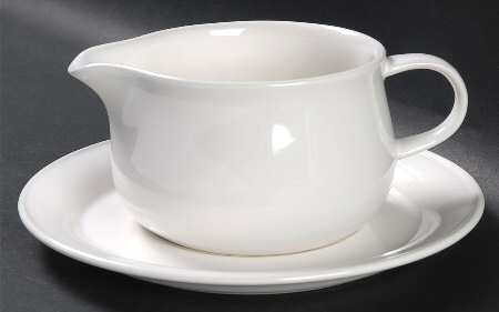 Solid Color White Gravy Boat & Underplate