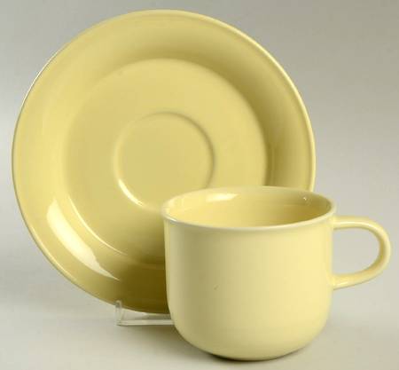 Solid Color Yellow Flat Cup & Saucer Set