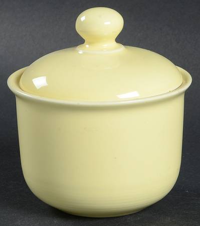 Solid Color Yellow Sugar Bowl & Lid