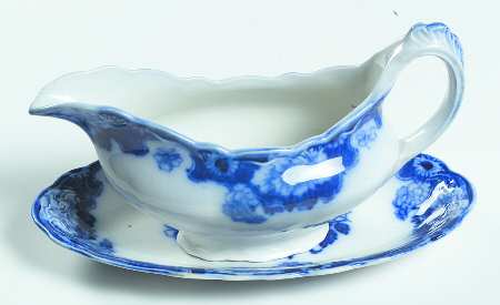 Cambridge (Flow Blue) Gravy Boat & Underplate
