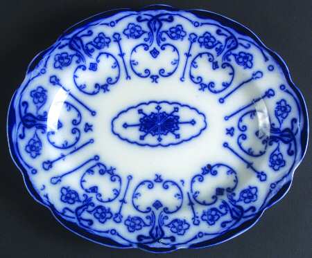 Conway (Flow Blue) 10" Oval Serving Platter