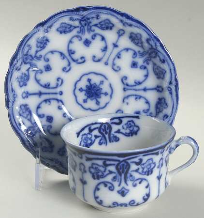 Conway (Flow Blue) Flat Cup & Saucer Set