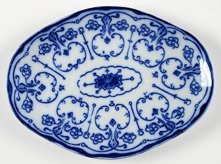 Conway (Flow Blue) 10" Oval Serving Platter