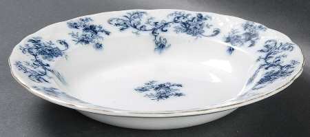 Dunbarton (Flow Blue) Large Rim Soup Bowl by New Wharf