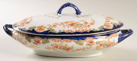 Harwood (Blue Band with Multicolors) Oval Covered Vegetable