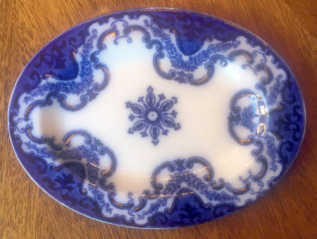 Knox (Flow Blue) 9" Oval Serving Platter