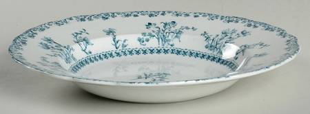 Louise Blue Green Large Rim Soup Bowl