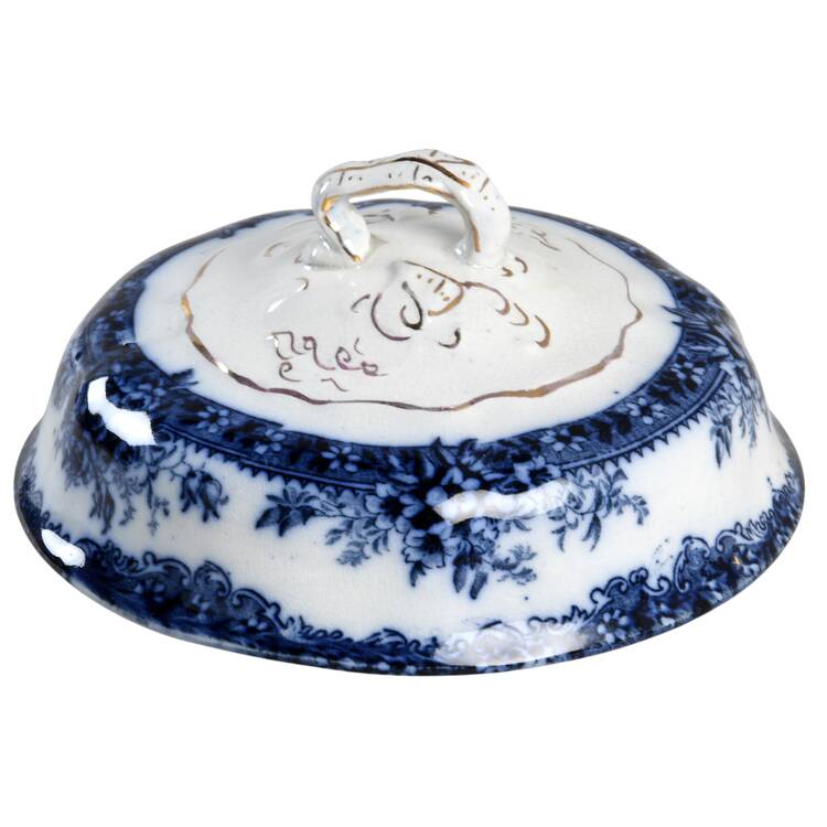Plymouth (Flow Blue) Lid for 1/4 Lb Butter