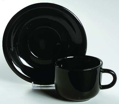 Bravo Black Flat Cup & Saucer Set