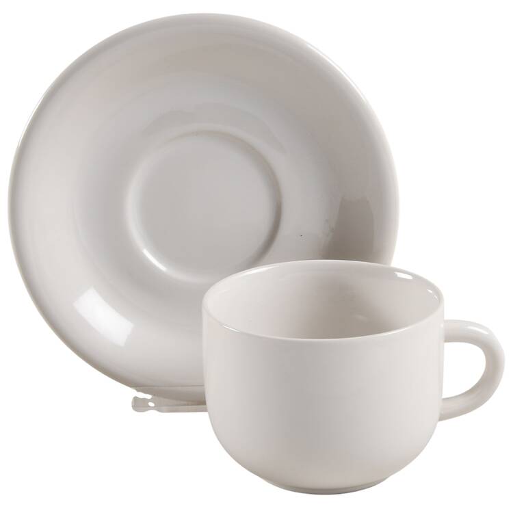 Bravo White Flat Cup & Saucer Set
