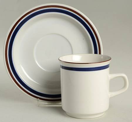Concorde (Brown & Blue) Flat Cup & Saucer Set
