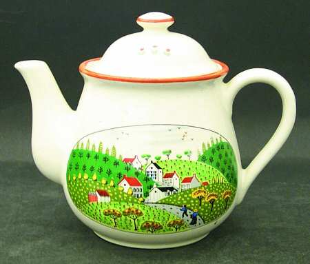 Country Village Teapot & Lid