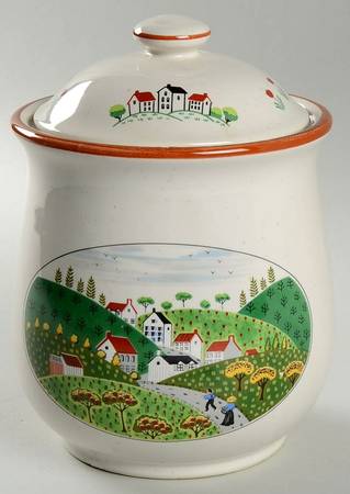 Country Village Large Canister & Lid
