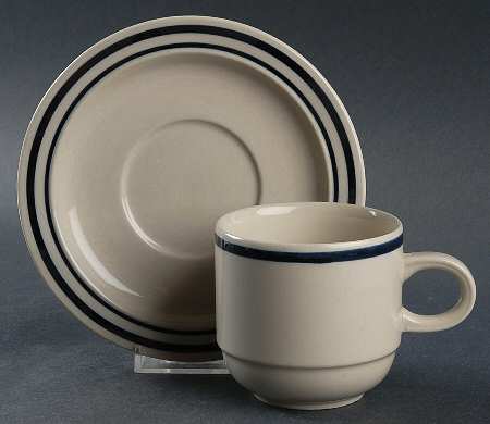 Versailles (Dark Blue Flowers) Flat Cup & Saucer Set