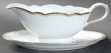 Paris White Gravy Boat with Attached Underplate