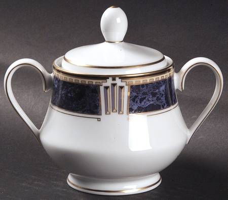 Azure Gold Sugar Bowl & Lid