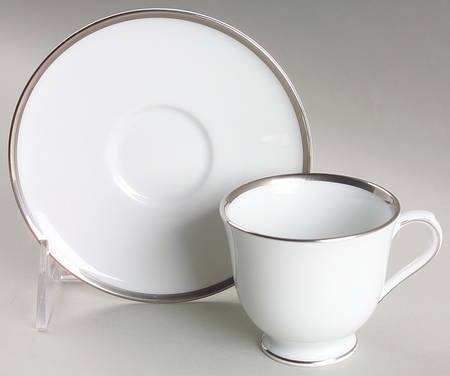 Band of Platinum Footed Demitasse Cup & Saucer Set