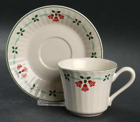 Bells & Holly Flat Cup & Saucer Set