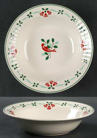 Bells & Holly Rim Soup Bowl