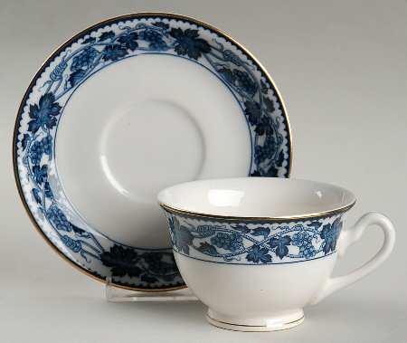 Blue Grape Footed Cup & Saucer Set