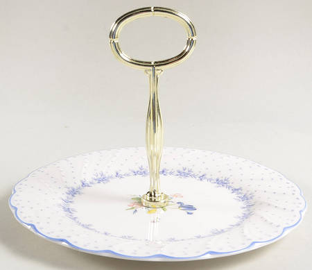 Blue Peony Round Serving Plate with Handle (SP)