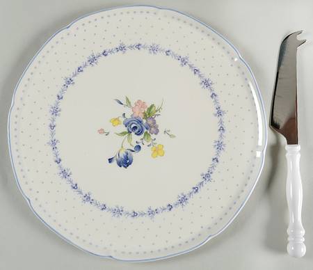 Blue Peony 2 Piece Cheese Dish and Knife Set