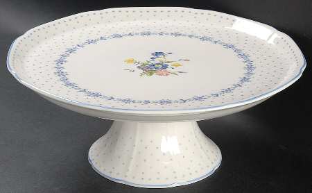 Blue Peony 11" Diameter Pedestal Cake Stand
