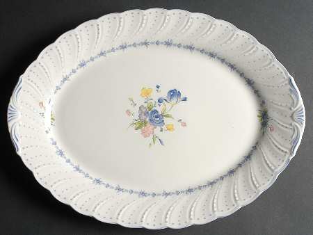Blue Peony 17" Oval Serving Platter