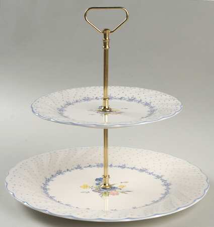 Blue Peony 2 Tiered Serving Tray (Dinner & Salad Plate)