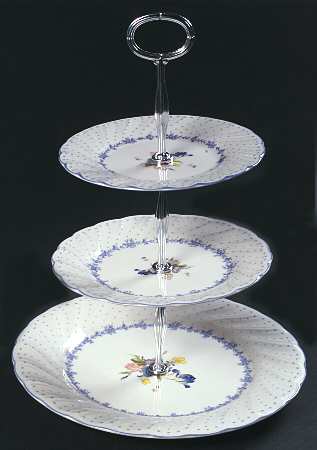 Blue Peony 13 7/8"-14 1/4" 3-Tiered Serving Tray(DP,SP,BB) HC