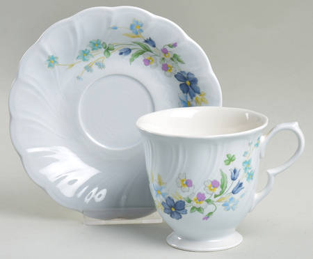 Blue Tulip Footed Cup & Saucer Set