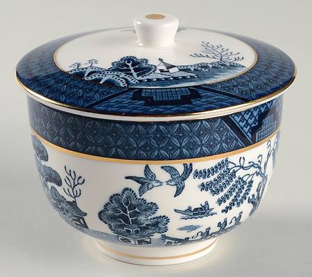 Blue Willow Handleless Tea Cup & Lid
