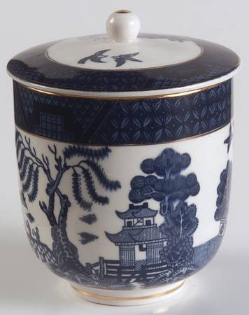 Blue Willow Handleless Tea Cup & Lid